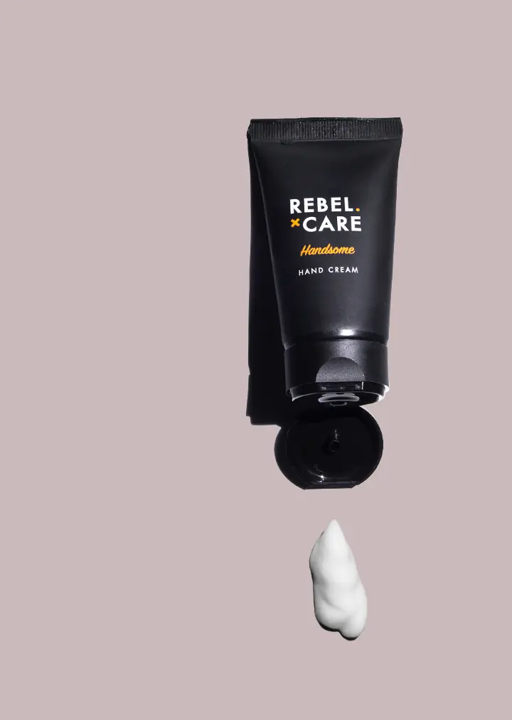 rebel care handsome hand cream with product